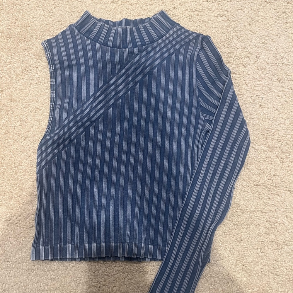 Zara Navy and White Striped Shirt